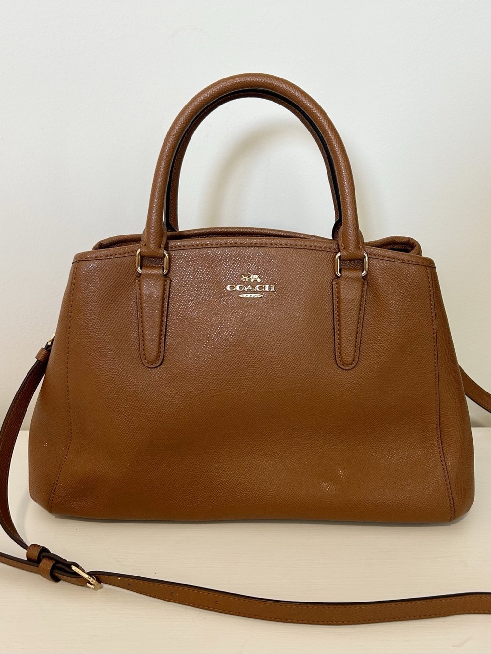 Coach Carryall Leather Satchel brown